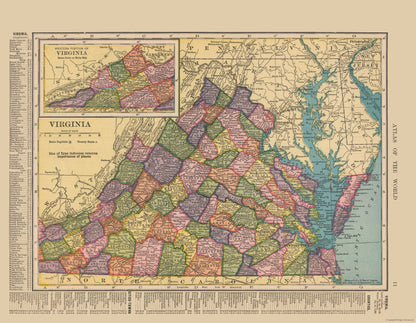 Historic State Map - Virginia - Hammond 1910 - 29.58 x 23 - Vintage Wall Art