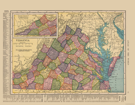 Historic State Map - Virginia - Hammond 1910 - 29.58 x 23 - Vintage Wall Art