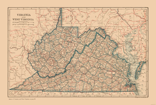 Historic State Map - Virginia West Virginia - Reynold 1921 - 34.17 x 23 - Vintage Wall Art