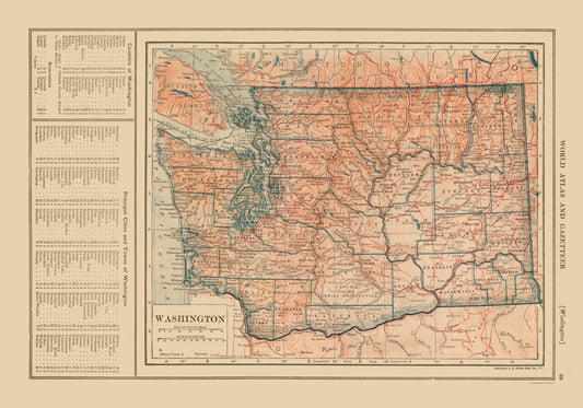 Historic State Map - Washington - Reynold 1921 - 32.86 x 23 - Vintage Wall Art