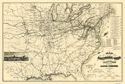 Railroad Map - Baltimore and Ohio Railroad - Balto 1878 - 34.19 x 23 - Vintage Wall Art