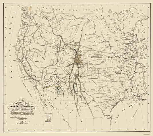 Historic State Map - United States Western Territories - Mclean 1859 - 23 x 25 - Vintage Wall Art