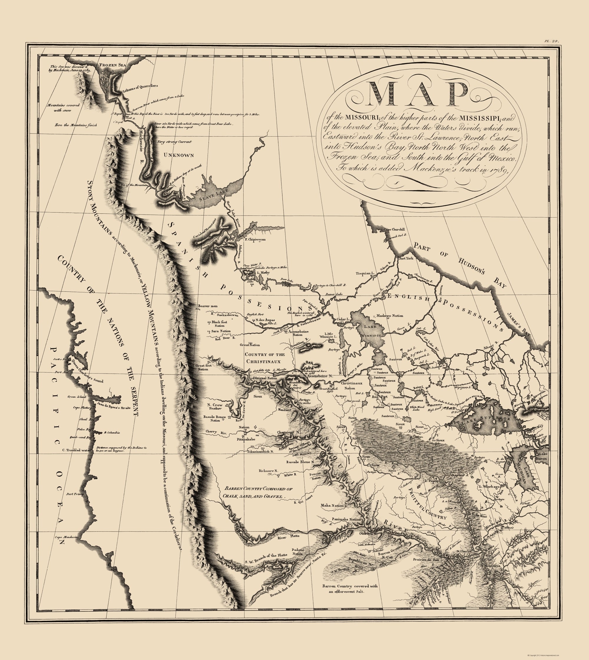 Historic Map - North America Western - Collot 1796 - 23 x 25.78 - Vint ...