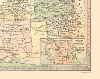 Historic State Map - Western States - Monteith 1882 - 29.15 x 23 - Vintage Wall Art