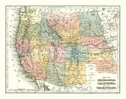 Historic State Map - United States Western - Mitchell 1869 - 29.18 x 23 - Vintage Wall Art