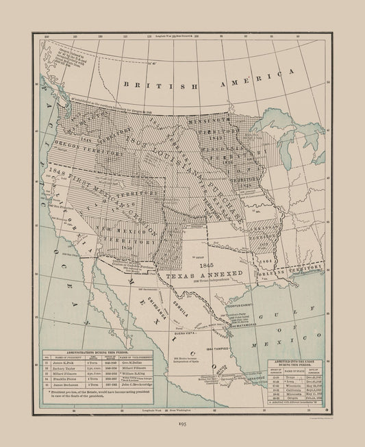 Historic State Map - Western Territories - Cram 1892 - 23 x 28.18 - Vintage Wall Art