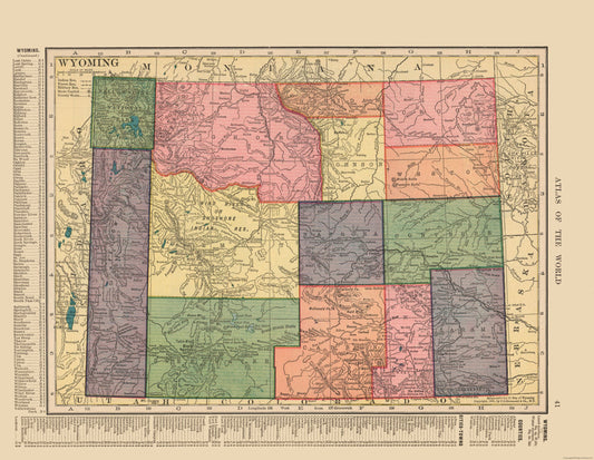 Historic State Map - Wyoming - Hammond 1910 - 29.68 x 23 - Vintage Wall Art
