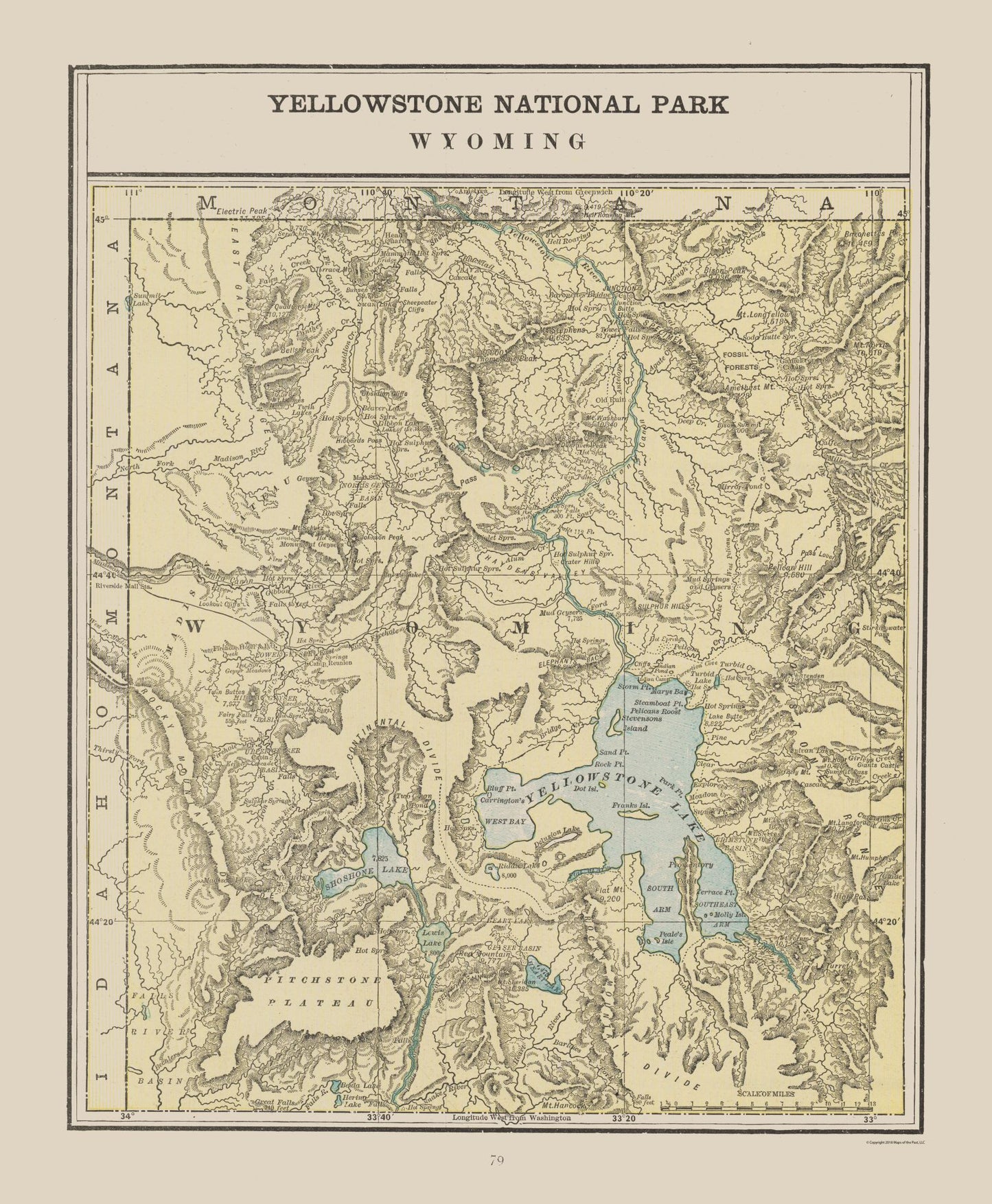 Historic State Map - Yellowstone Park - Cram 1892 - 23 x 27.91 - Vintage Wall Art