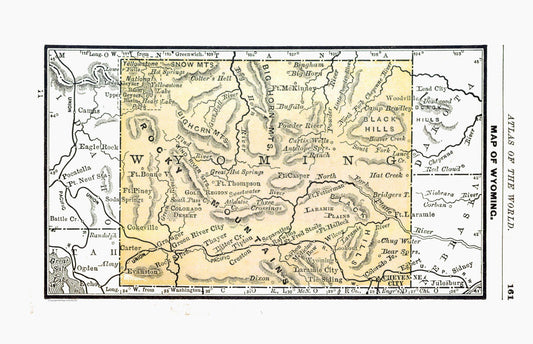 Historic State Map - Wyoming - Alden 1886 - 35.61 x 23 - Vintage Wall Art