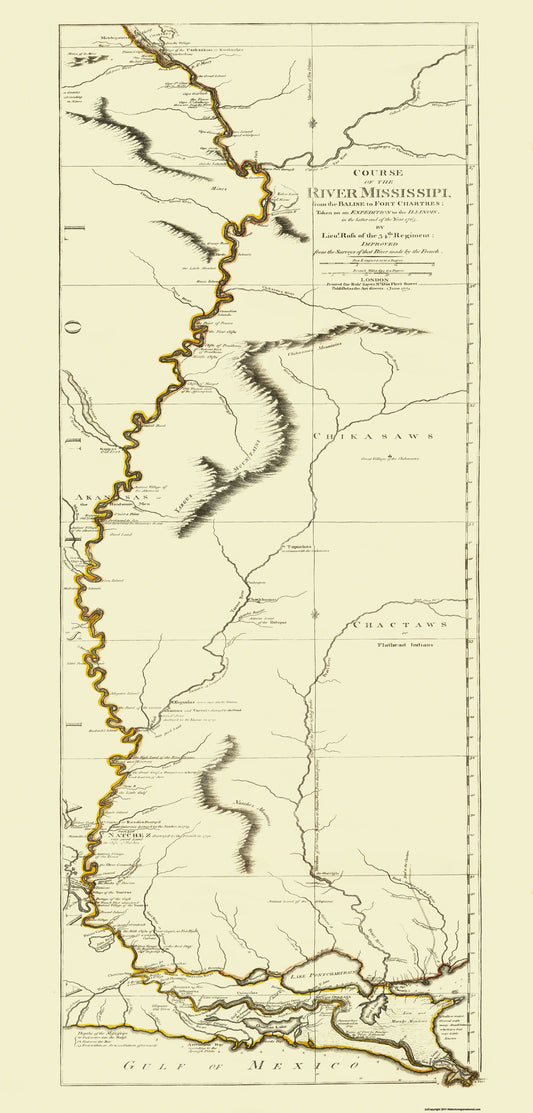 Historic Nautical Map - Mississippi River Louisiana - 1775 - 23 x 48 - Vintage Wall Art