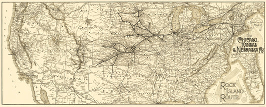 Railroad Map - Chicago Kansas and Nebraska Railroad - Matthews 1888 - 23 x 56.70 - Vintage Wall Art