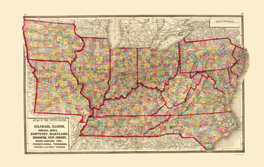 Historic State Map - United States Central - Baltimore 1873 - 23 x 36 - Vintage Wall Art