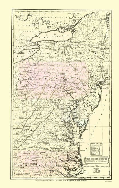 Historic State Map - United States Eastern - Huntington 1830 - 23 x 36.15 - Vintage Wall Art