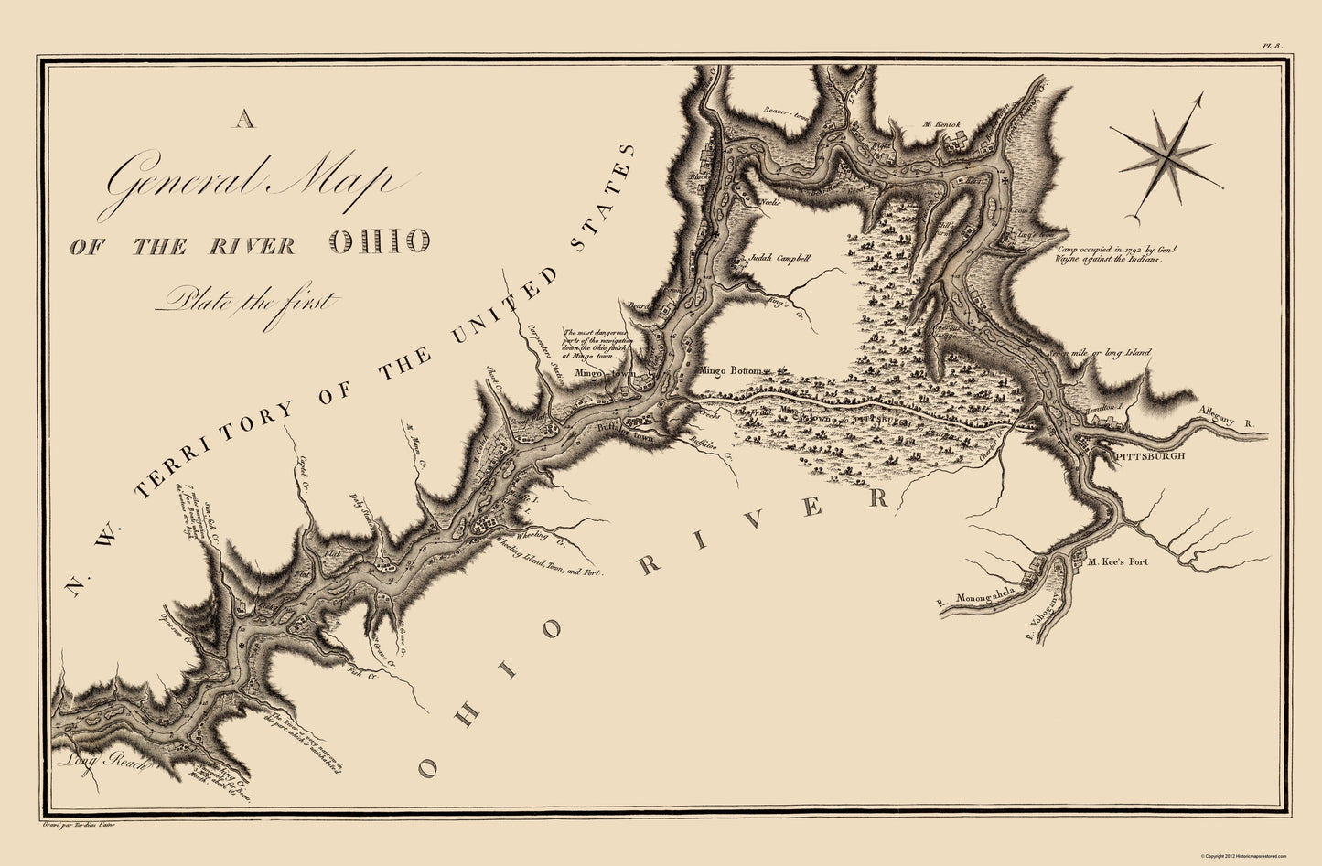 Historic Nautical Map - Ohio River - Collot 1796 - 23 x 35.09 - Vintage Wall Art