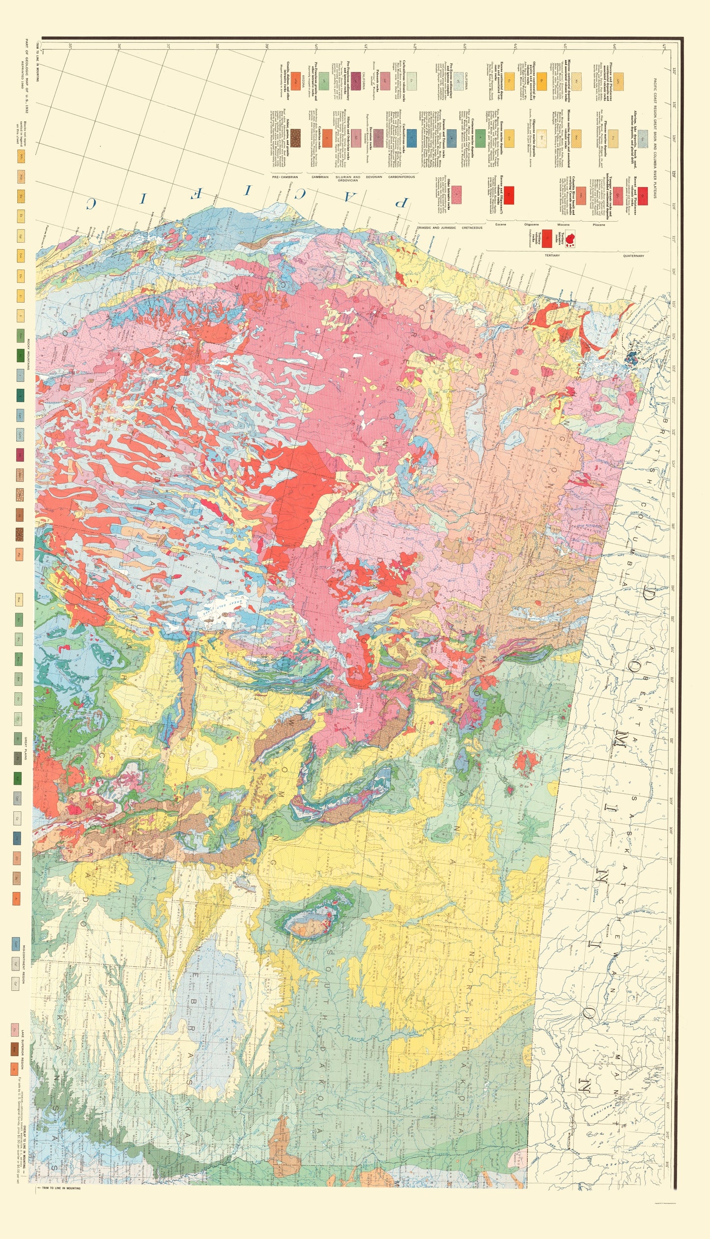 Topographical Map - United States Northwest - USGS 1932 - 23 x 40.13 - Vintage Wall Art