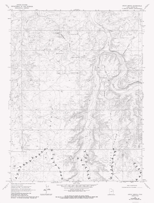 Topographical Map - Archy Bench Utah Quad - USGS 1968 - 23 x 30.24 - Vintage Wall Art