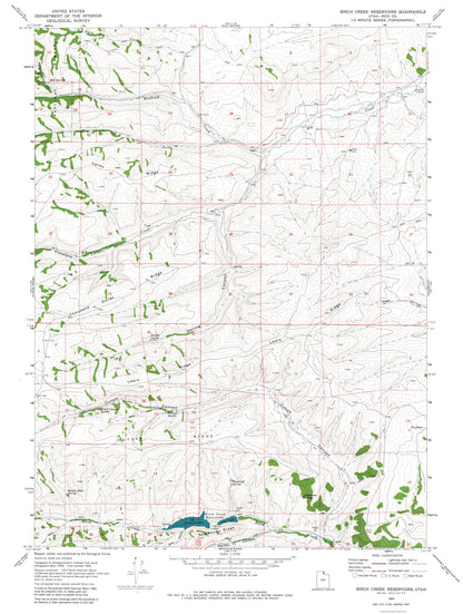 Topographical Map - Birch Creek Reservoirs Utah Quad - USGS 1969 - 23 x 30.48 - Vintage Wall Art