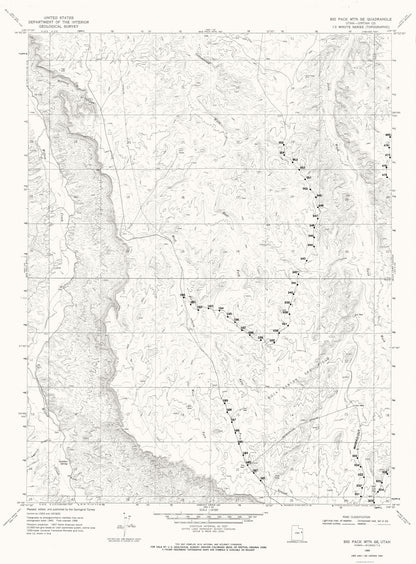 Topographical Map - Big Pack Mountain Utah Quad - USGS 1968 - 23 x 31.16 - Vintage Wall Art