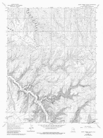 Topographical Map - Burnt Timber Canyon Utah Quad - USGS 1966 - 23 x 30.65 - Vintage Wall Art