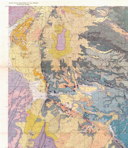 Historic Mine Map - Utah Captiol Reef Wayne Garfield - USGS 1952 - 26.56 x 23 - Vintage Wall Art