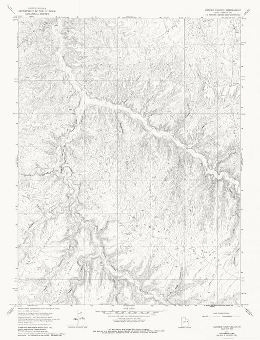 Topographical Map - Cooper Canyon Utah Quad - USGS 1966 - 23 x 30.07 - Vintage Wall Art