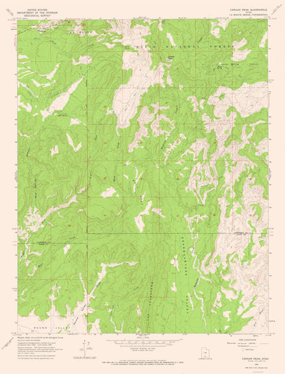 Topographical Map - Canaan Peak Utah Quad - USGS 1964 - 23 x 30.10 - Vintage Wall Art