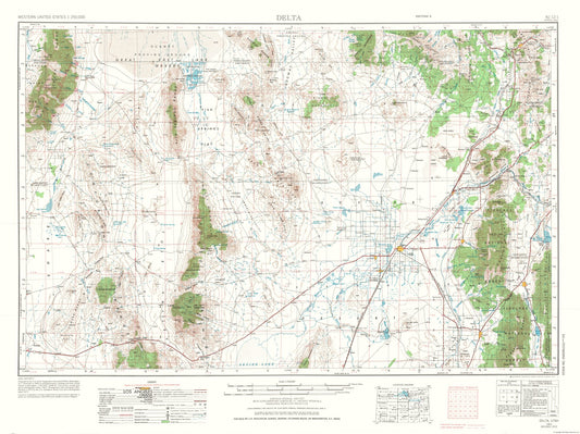 Topographical Map - Delta Utah Quad - USGS 1953 - 30.71 x 23 - Vintage Wall Art