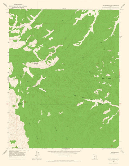 Topographical Map - Death Ridge Utah Quad - USGS 1964 - 23 x 29.39 - Vintage Wall Art