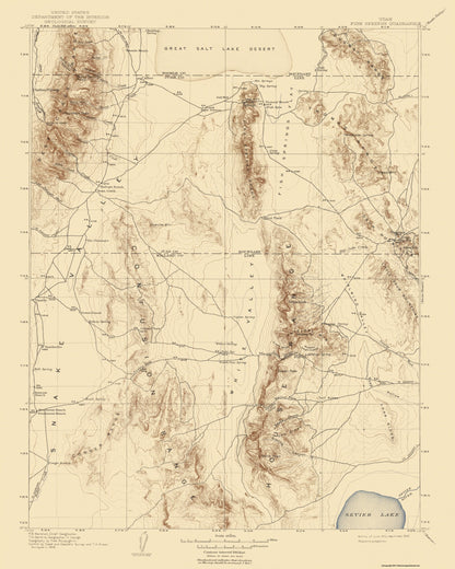 Topographical Map - Fish Springs Utah Quad - USGS 1910 - 23 x 28.77 - Vintage Wall Art