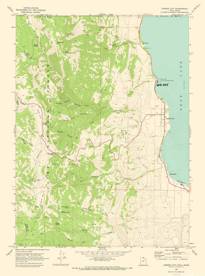 Topographical Map - Garden City Utah Quad - USGS 1969 - 23 x 30.97 - Vintage Wall Art