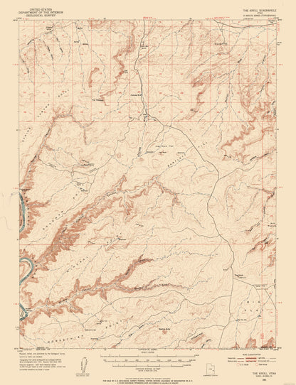 Topographical Map - Knoll Utah Quad - USGS 1954 - 23 x 29.95 - Vintage Wall Art