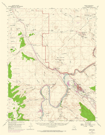 Topographical Map - Moab Utah Quad - USGS 1959 - 23 x 29.54 - Vintage Wall Art