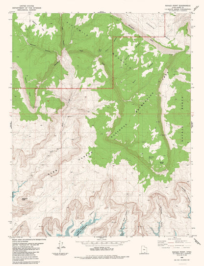 Topographical Map - Navajo Point Utah Quad - USGS 1985 - 23 x 29.93 - Vintage Wall Art