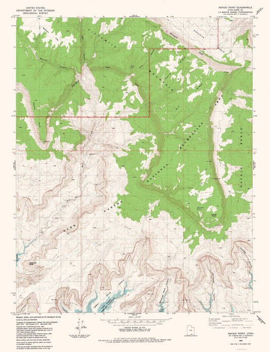 Topographical Map - Navajo Point Utah Quad - USGS 1985 - 23 x 29.93 - Vintage Wall Art