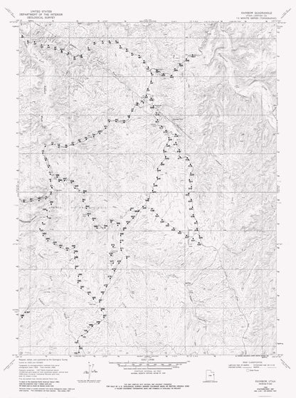 Topographical Map - Rainbow Utah Quad - USGS 1968 - 23 x 30.89 - Vintage Wall Art