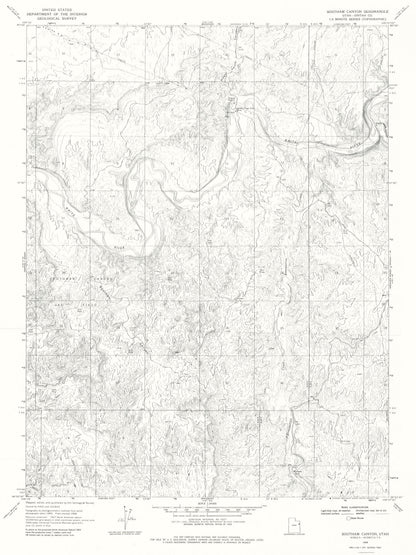 Topographical Map - Southam Canyon Utah Quad - USGS 1968 - 23 x 30.66 - Vintage Wall Art