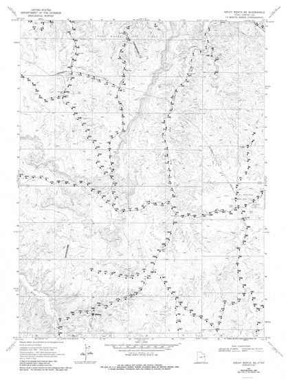 Topographical Map - Archy Bench Utah  South EastQuad - USGS 1968 - 23 x 30.52 - Vintage Wall Art