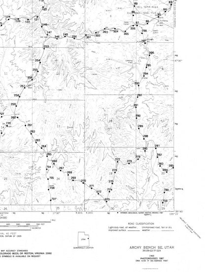 Topographical Map - Archy Bench Utah  South EastQuad - USGS 1968 - 23 x 30.52 - Vintage Wall Art