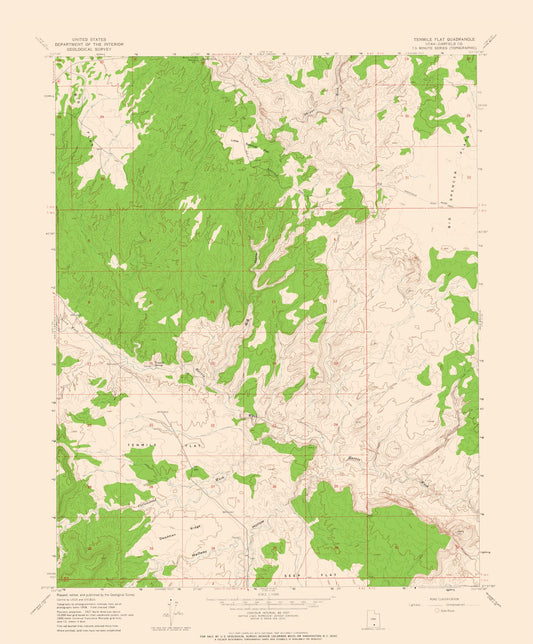 Topographical Map - Tenmile Flat Utah Quad - USGS 1964 - 23 x 27.80 - Vintage Wall Art