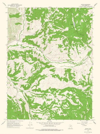 Topographical Map - Upton Utah Quad - USGS 1967 - 23 x 30.69 - Vintage Wall Art