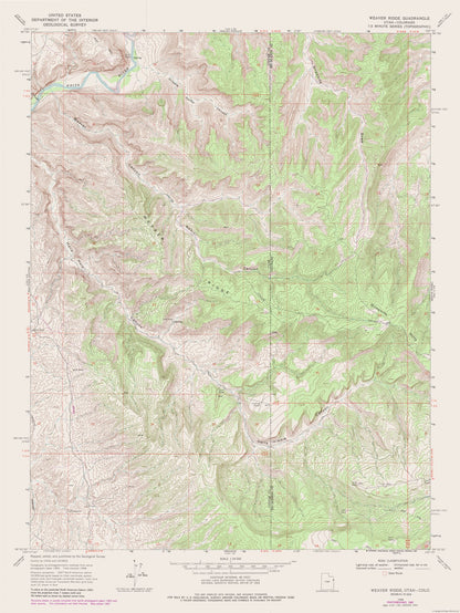 Topographical Map - Weaver Ridge Utah Quad - USGS 1968 - 23 x 30.63 - Vintage Wall Art