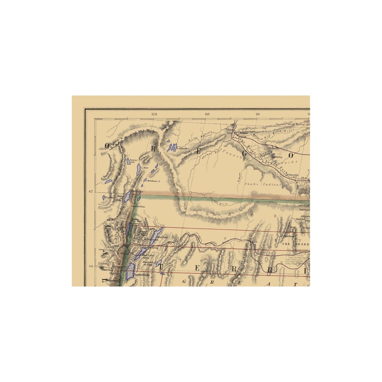 Historic State Map - Utah Territory - Rogers 1857 - 28.69 x 23 - Vintage Wall Art