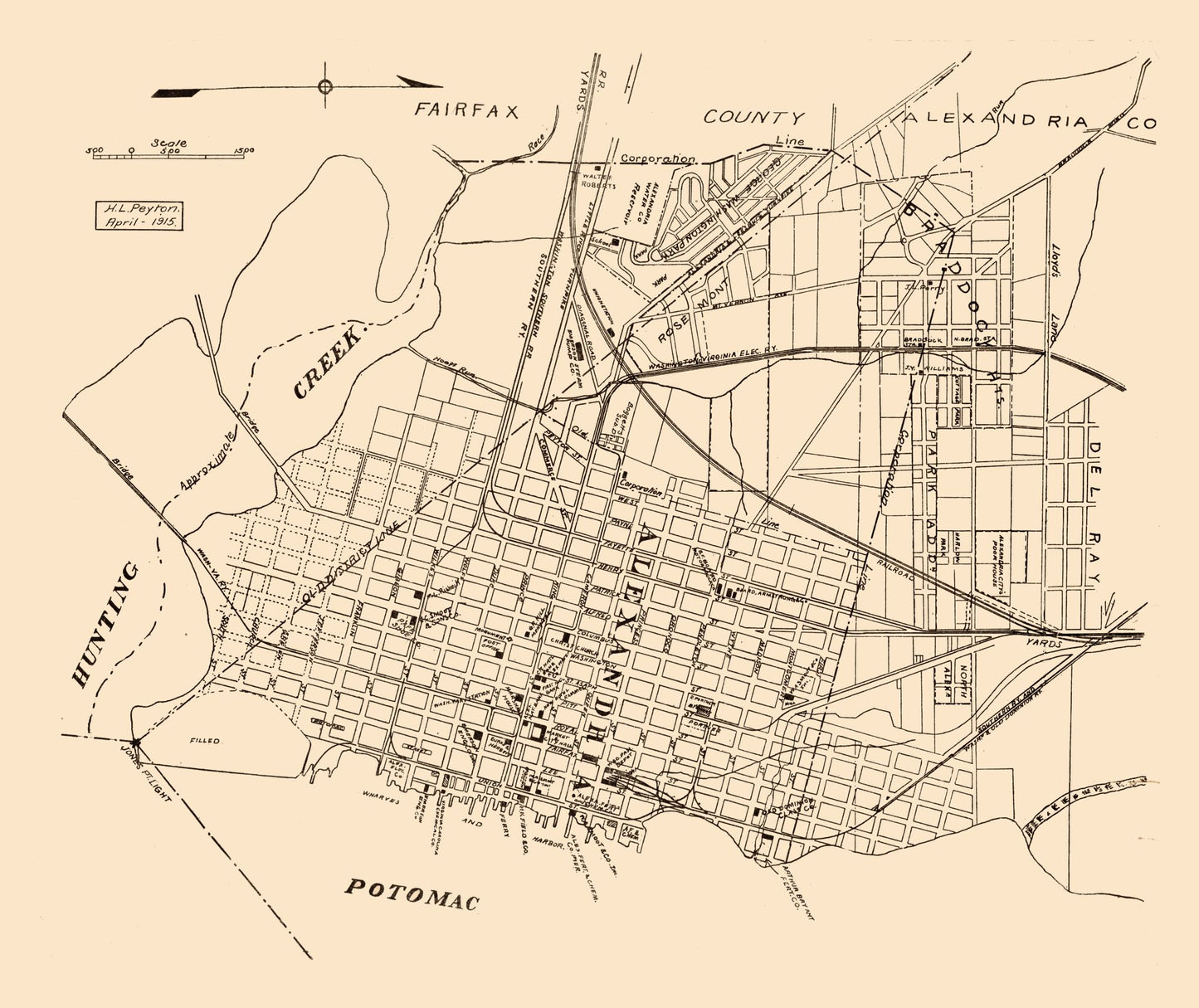 Historic City Map - Alexandria Virginia - Peyton 1915 - 27.36 x 23 - Vintage Wall Art