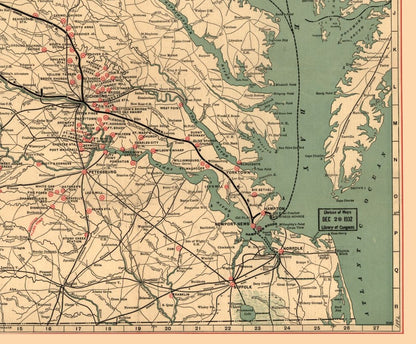 Historical Civil War Map - Virginia Battle Fields - Poole 1891 - 27.83 x 23 - Vintage Wall Art