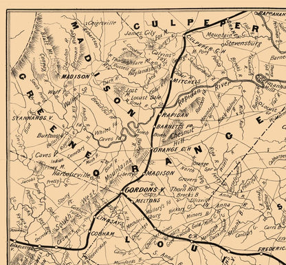 Historical Civil War Map - Virginia Battle Grounds - Forbes 1863 - 24.84 x 23 - Vintage Wall Art