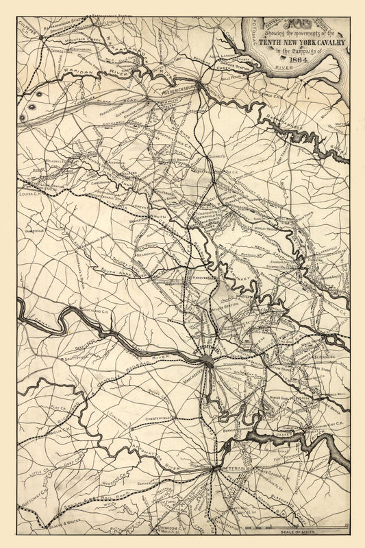 Historical Civil War Map - Virginia Central - Preston 1864 - 23 x 34.50 - Vintage Wall Art