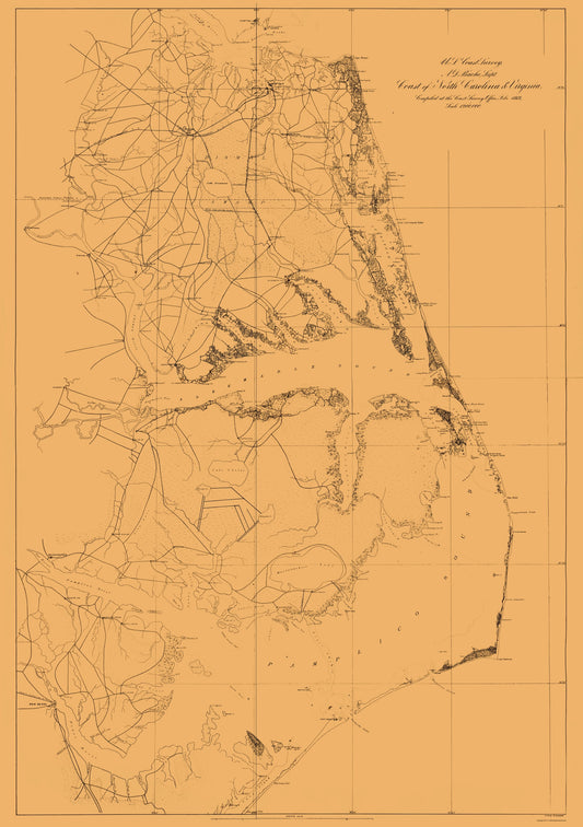 Historic Nautical Map - Virginia North Carolina US Coast -Lindenkohl 1862 - 23 x 32 - Vintage Wall Art