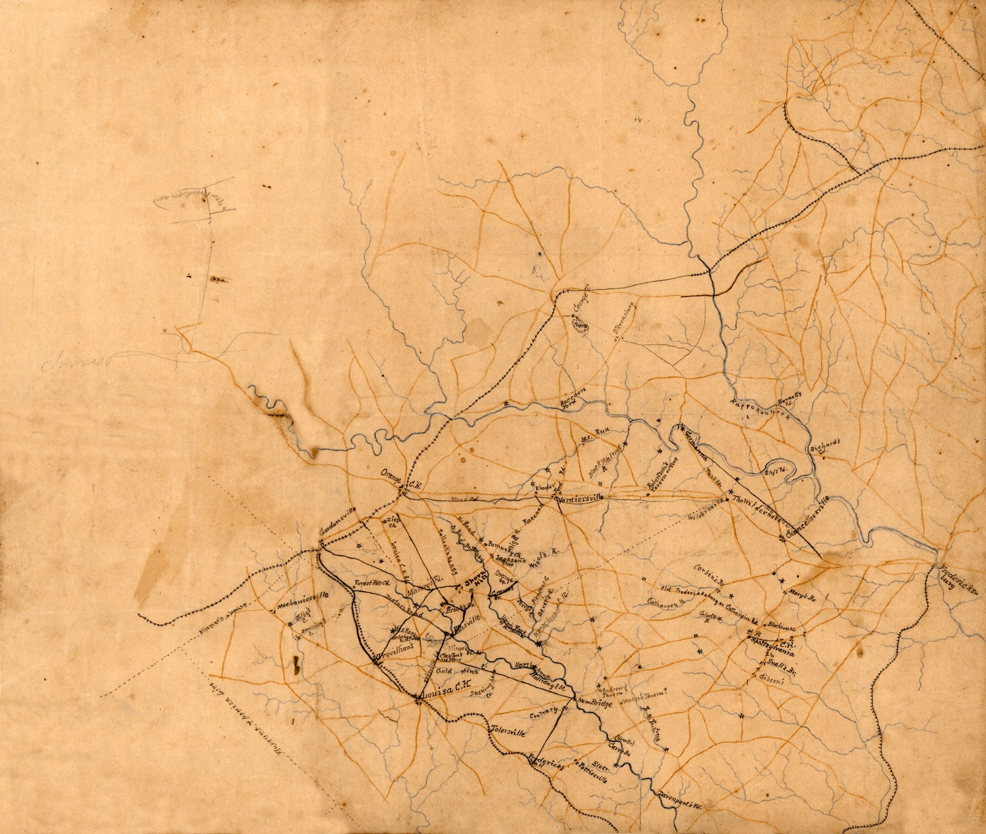 Historic County Map - Culpepper County Virginia - 1864 - 27.19 x 23 ...