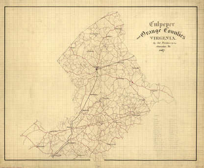 Historic County Map - Culpeper County Virginia - Hotchkiss 1867 - 27.90 x 23 - Vintage Wall Art