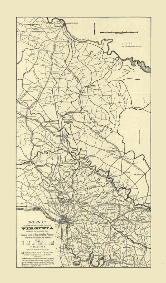 Historical Civil War Map - Virginia Eastern Portion - Preston 1864 - 23 x 39.12 - Vintage Wall Art